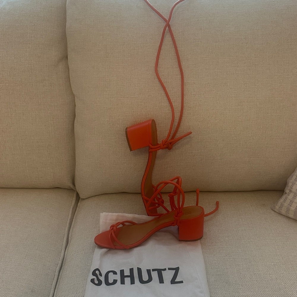 SCHUTZ Women's Bold Orange Heels sz 10, excellent condition